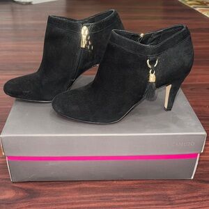Vince Camuto Black Heeled Boots with Tassel